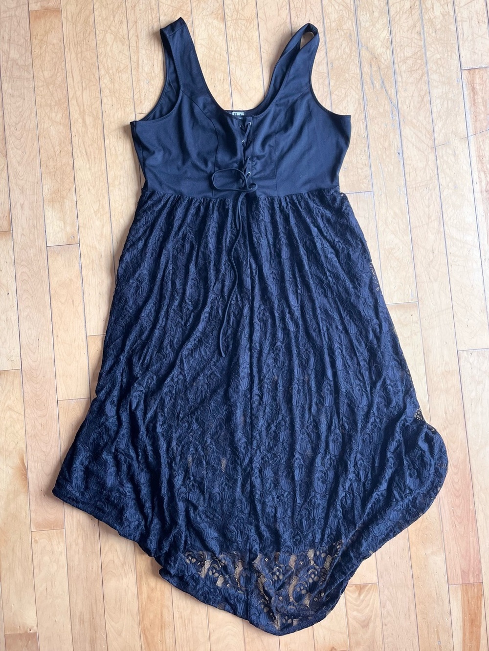 Hot Topic Maxi Black Skull Lace Corset‑Front Fit & Flare Dress – Size 2